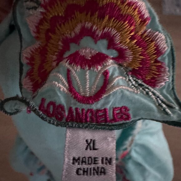 Johnny Was Embroidered Linen Turquoise Tunic Size XL - Picture 4 of 5